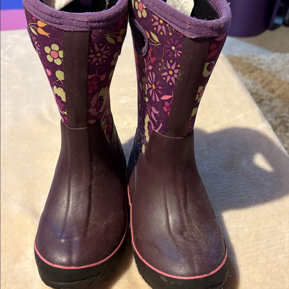 Purple Floral Rain Boots